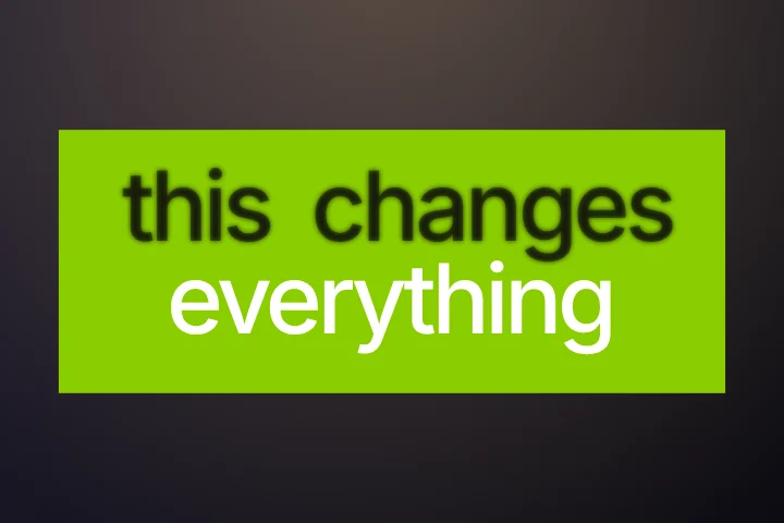 Acid Block caption style: Fuzzy lowercase on a flat acid-green block. Hard cuts, no easing