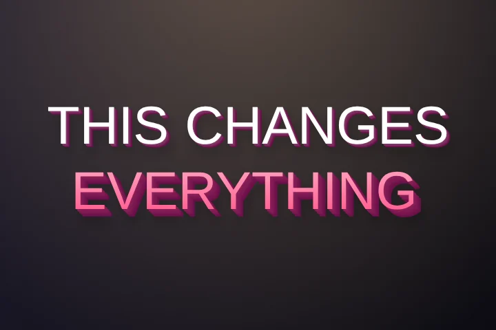 Block 3D caption style: Chunky 3D letters; the live word lifts off the screen