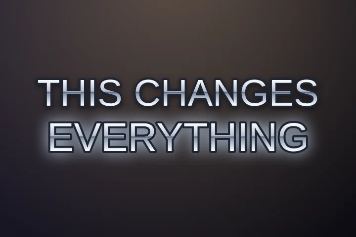 Chrome caption style: Liquid-metal lettering; a shine sweeps the live word