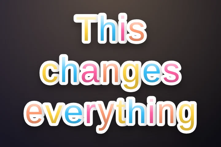 Jelly caption style: Rainbow candy letters drop in one by one and wobble like jelly