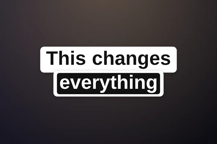 Label caption style: Story-style label boxes; the live word flips colour