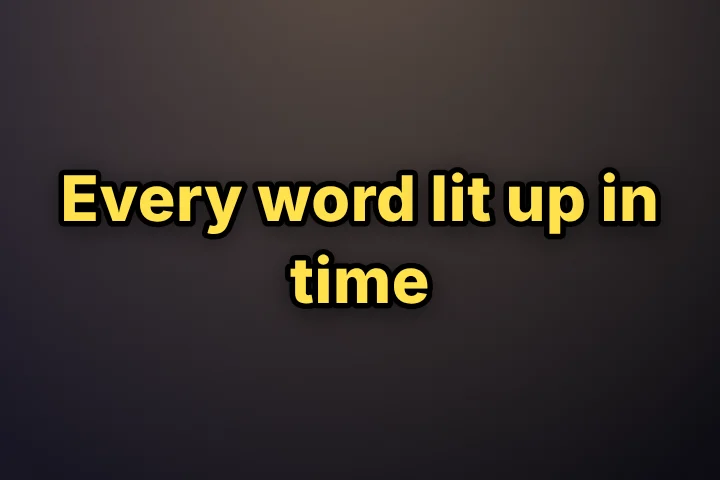 Lyrics caption style: Longer lines, centred, no word-pop. Reads as a lyric video rather than subtitles