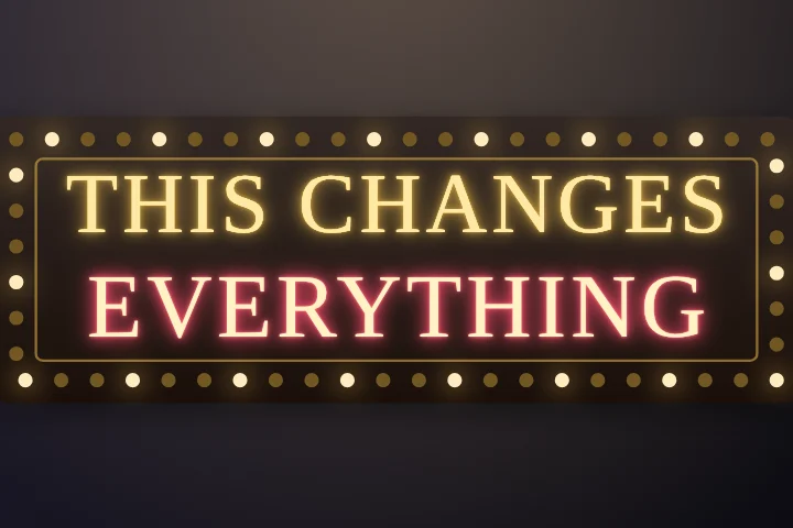Marquee caption style: Broadway marquee: chasing bulbs, and each word lights up on cue