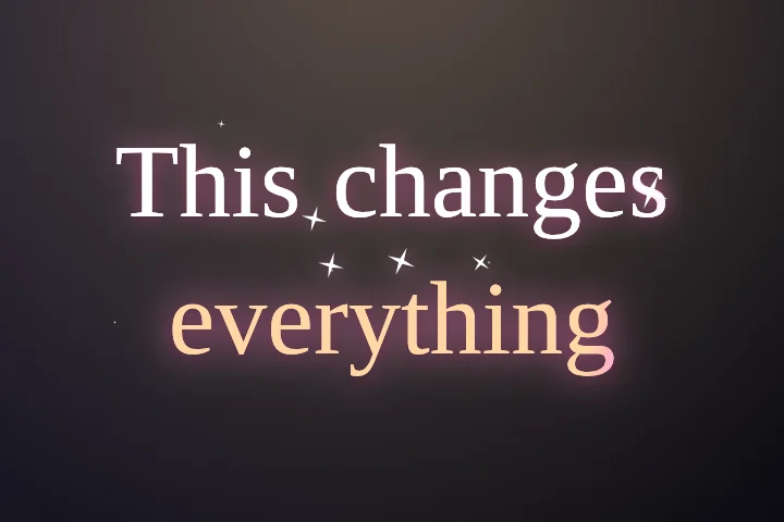 Sparkle caption style: Glossy script with a shimmer sweep and twinkling sparkles