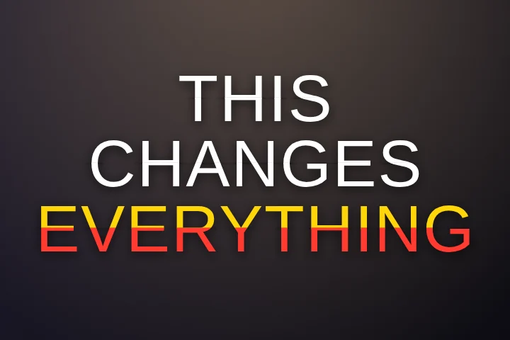 Split caption style: Each word arrives in two halves that slice together