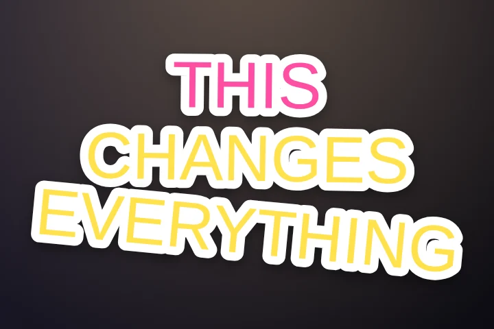 Sticker caption style: Every word slaps on like a die-cut sticker