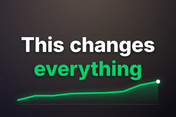 Ticker caption style: Numbers roll up like a stock ticker; a chart line climbs as you talk